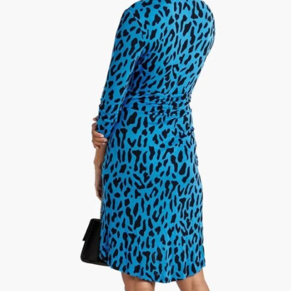 Diane von Furstenberg David pleated leopard-print stretch-jersey mini dress S - Picture 2 of 11